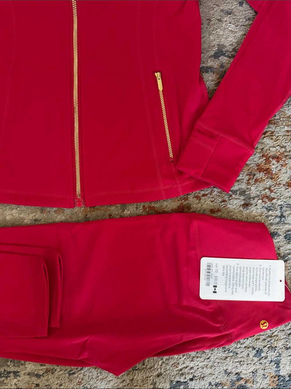 Lululemon Red  Full-Zip Jacket & Leggings Set size 10 - Picture 2 of 11